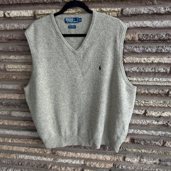 Polo by Ralph Lauren Vintage Tan 100% Lambswool Sweater Vest Size XXL - Picture 4 of 5